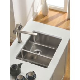 Abode Matrix 1.5 Bowl Stainless Steel Undermount & Inset Kitchen Sink RH  580mm x 440mm