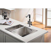 Abode Matrix 1.5 Bowl Stainless Steel Undermount & Inset Kitchen Sink RH 580 x 440mm