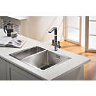Abode Matrix 1.5 Bowl Stainless Steel Undermount & Inset Kitchen Sink RH  580mm x 440mm