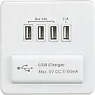 Knightsbridge SFQUADMW 5.1A 4-Outlet Type A USB Socket Matt White with White Inserts