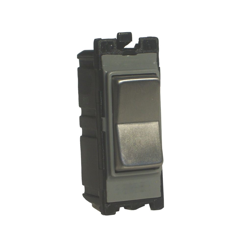 Varilight PowerGrid 10AX 2-Way Grid Retractive Switch Brushed Steel with Black Inserts