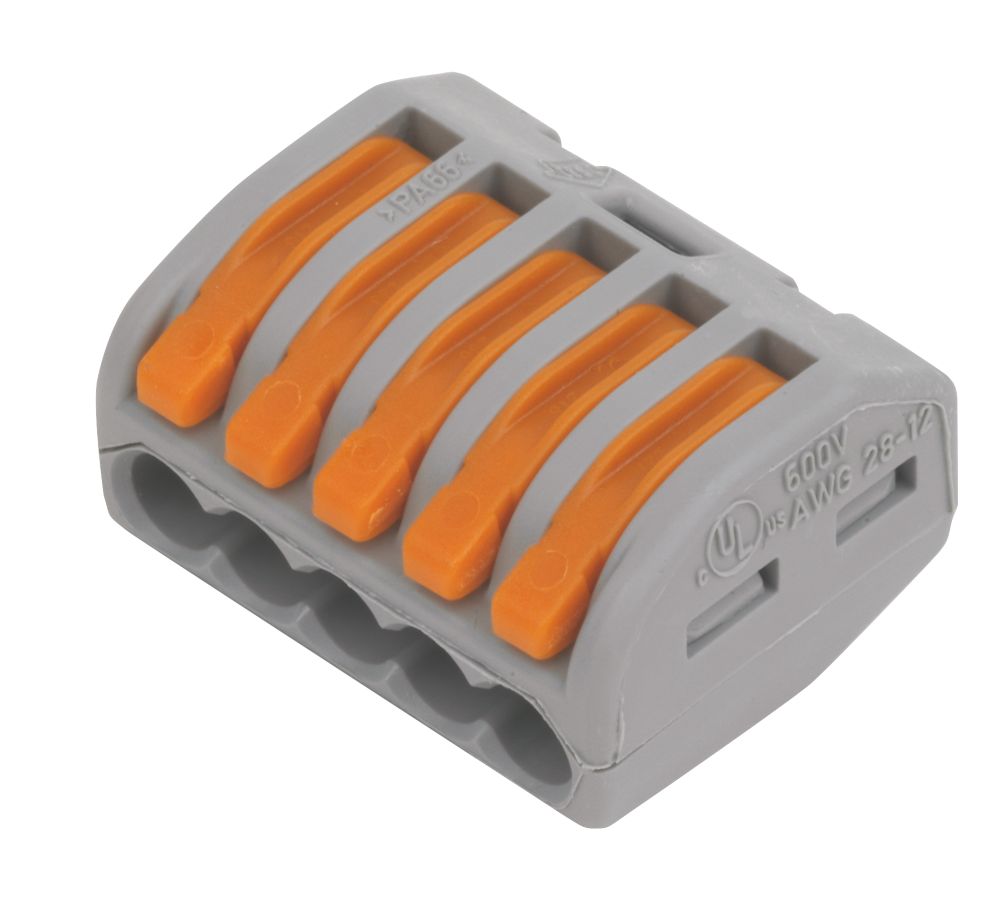 Wago 32A 5-Way Lever Connector 40 Pack | Cable Connectors | Screwfix.com