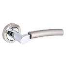 Smith & Locke Lunan Fire Rated Lever on Rose Door Handles Pair Chrome / Brushed Nickel