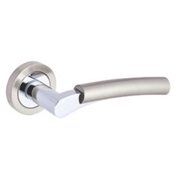 Smith & Locke Lunan Fire Rated Lever on Rose Door Handles Pair Chrome / Brushed Nickel