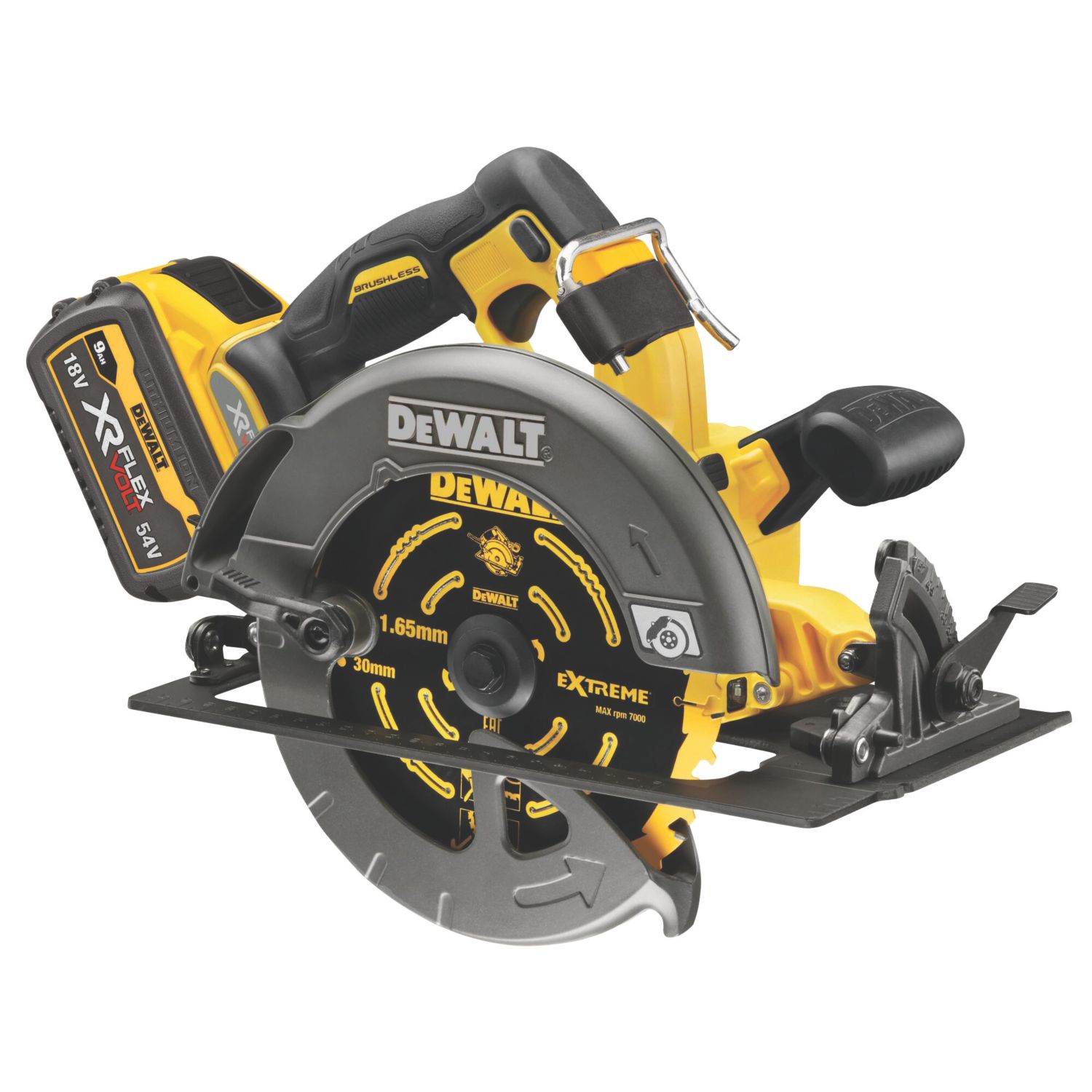 DeWalt DCS578X2-GB 190mm 54V 2 x 9.0Ah Li-Ion XR FlexVolt Brushless Cordless Circular Saw (382KY)