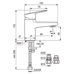 Ideal Standard Ceraplan Chrome 132mm Cloakroom Lever Mono Basin Mixer Tap