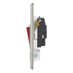 Contactum iConic 32A 1-Gang DP Control Switch & Flex Outlet Brushed Steel  with White Inserts