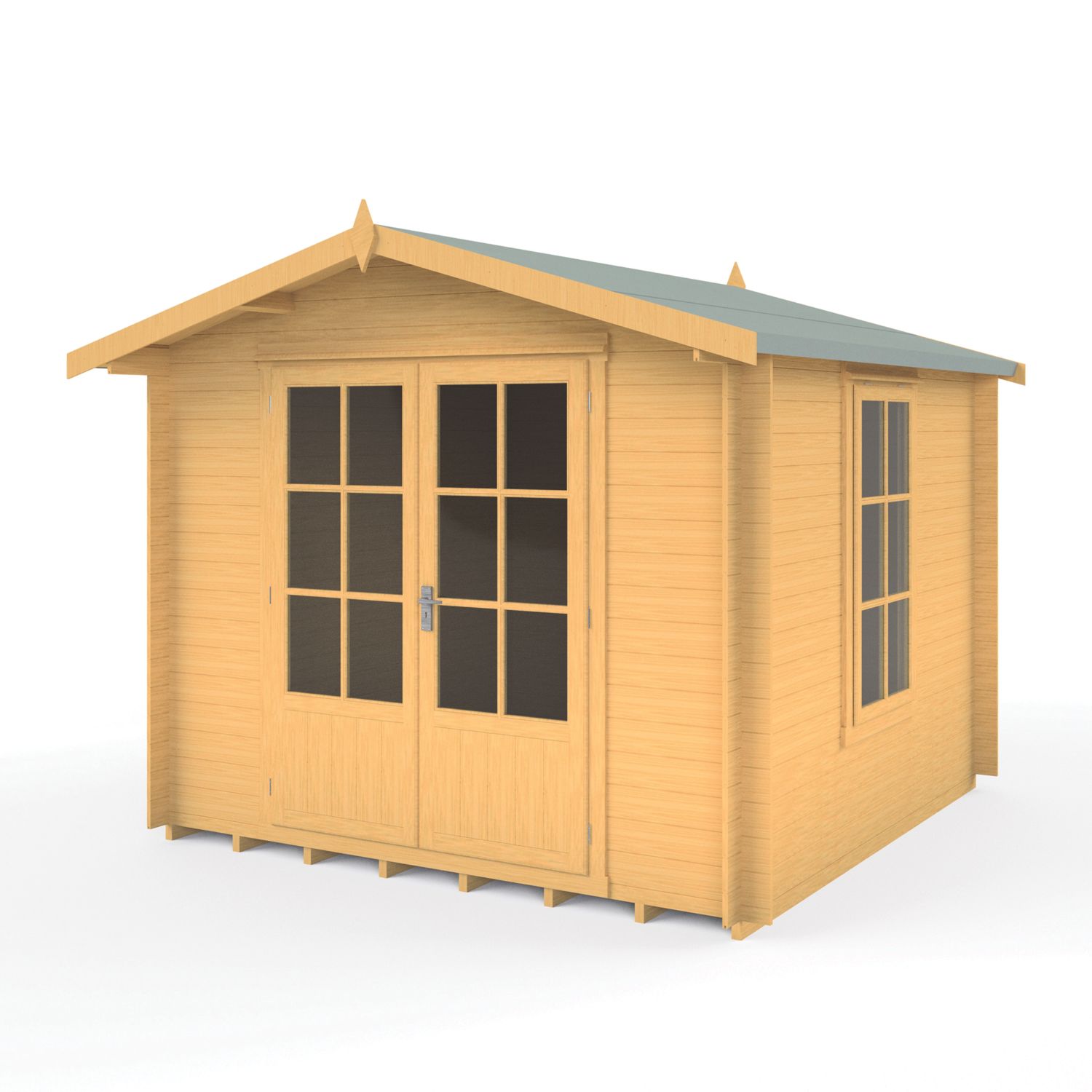 Shire Barnsdale 9' x 9' (Nominal) Apex Timber Log Cabin (382TJ)