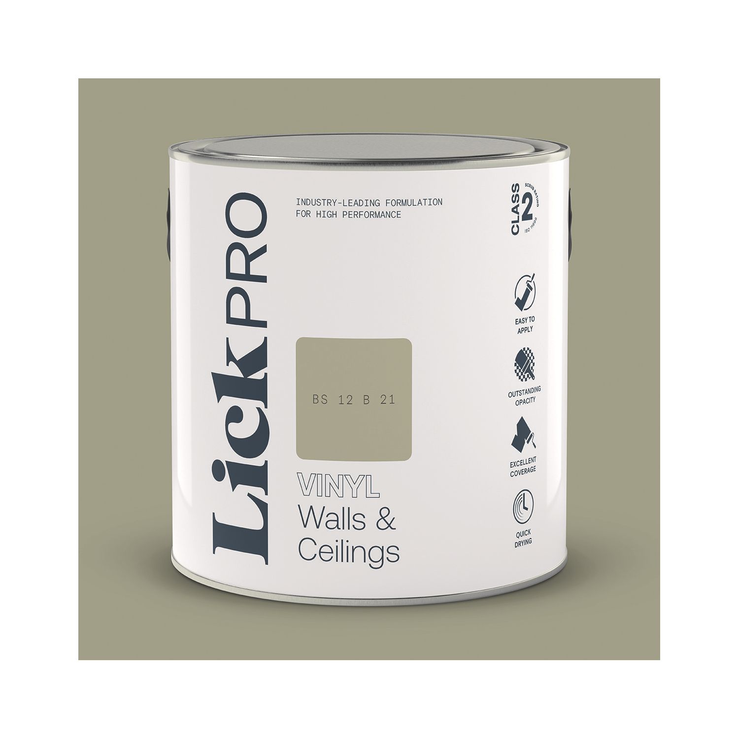 LickPro 2.5Ltr Green BS 12 B 21 Vinyl Matt Emulsion Paint (382TM)