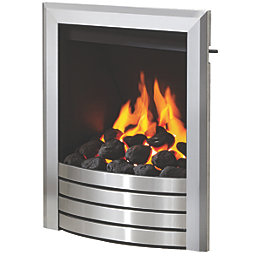 Be Modern Design Brushed Steel Slide Control Inset Gas Manual Fire 510mm x 173mm x 605mm