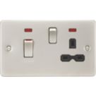 Knightsbridge  45A 2-Gang DP Cooker Switch & 13A DP Switched Socket Pearl with LED with White Inserts