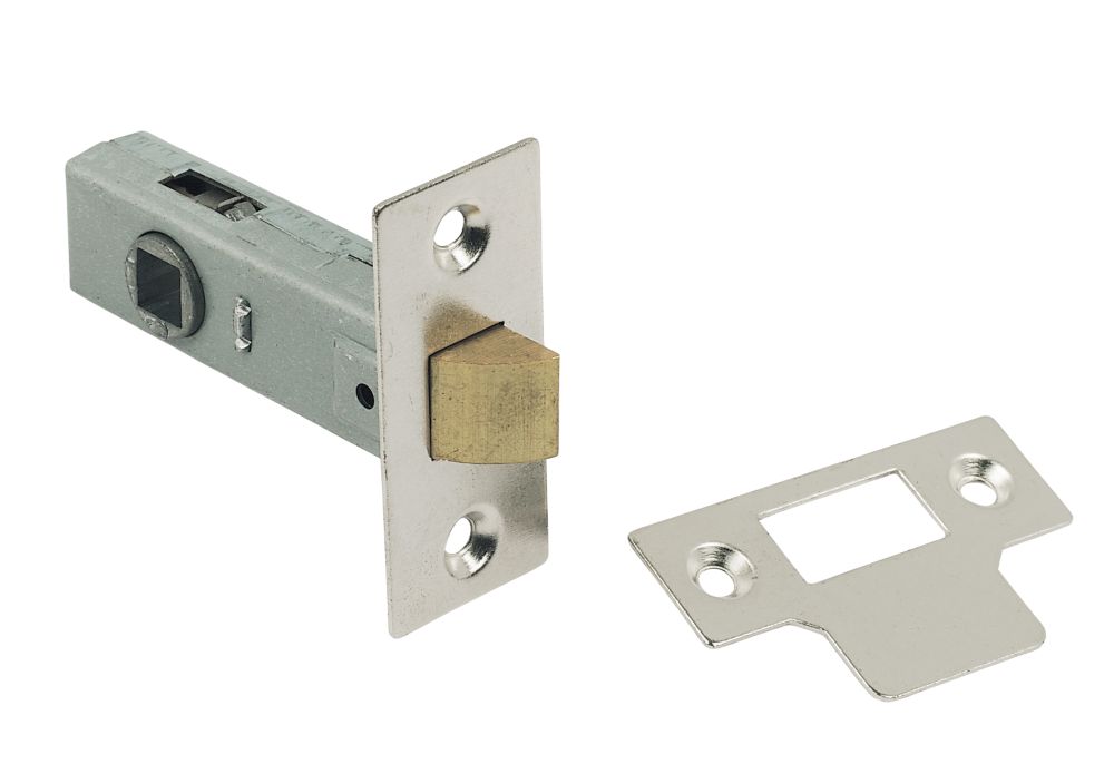 Nickel-Plated Tubular Latch 67mm Case - 45mm Backset - Screwfix