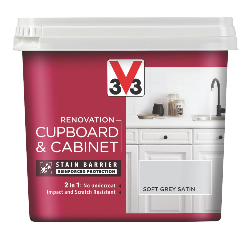 V33 Satin Soft Grey Trim Paint 750ml Screwfix