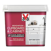 V33  Satin Soft Grey Trim Cabinet Paint 750ml