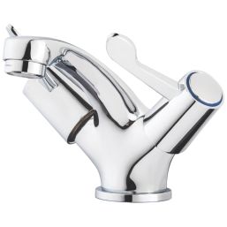 Swirl Commercial Chrome 109mm Cloakroom Lever Mono Basin Mixer Tap  With Clicker Waste