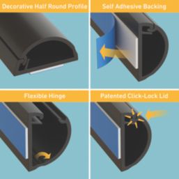 D-Line PVC Black Micro Trunking Pack 34 Pieces