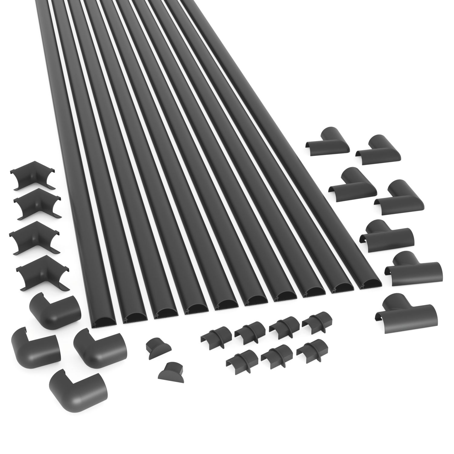 D-Line PVC Black Micro Trunking Pack 34 Pieces (383RA)