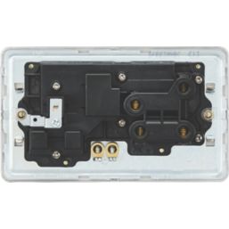 Knightsbridge  45A 2-Gang DP Cooker Switch & 13A DP Switched Socket Brushed Chrome with LED with Black Inserts