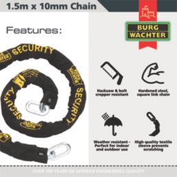 Burg-Wachter Hardened Steel Heavy Duty Chain 1.5m x 10mm
