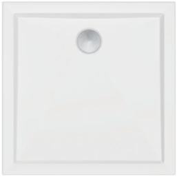 Milan Square Bathroom Square Shower Tray and Waste White Gloss 900mm x 900mm x 40mm