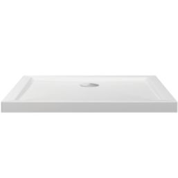 Milan Square Bathroom Square Shower Tray and Waste White Gloss 900mm x 900mm x 40mm