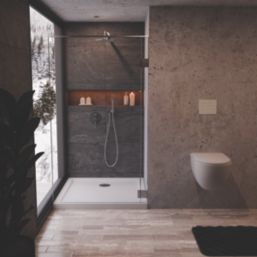 Milan Square Bathroom Square Shower Tray and Waste White Gloss 900mm x 900mm x 40mm