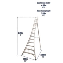 Werner Aluminium 3.96m 11 Step Swingback Platform Step Ladder