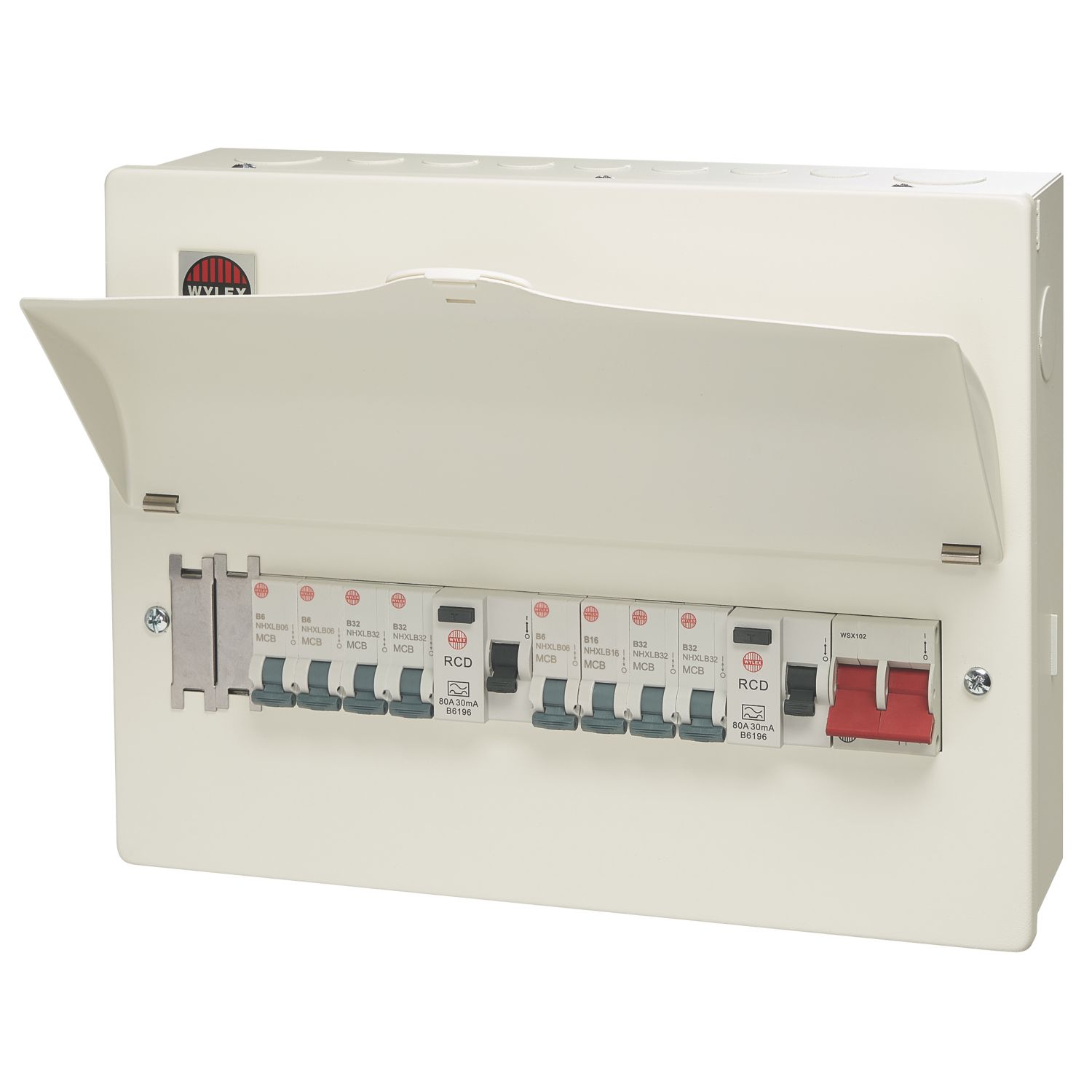 Wylex 16-Module 8-Way Populated Dual RCD Consumer Unit (384JT)