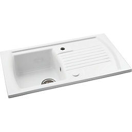 Abode Milford 1 Bowl Fireclay Ceramic Kitchen Sink With Reversible Drainer 500mm x 184mm