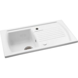 Abode Milford 1 Bowl Fireclay Ceramic Kitchen Sink With Reversible Drainer 500mm x 184mm