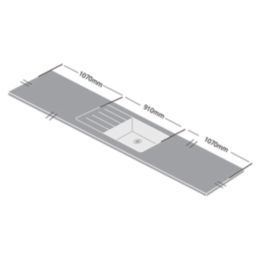 Metis  Dark Grey Kitchen Worktop with 1 Bowl Stainless Steel Sink 3050mm x 620mm x 15mm