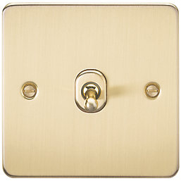 Knightsbridge  10AX 1-Gang Intermediate Switch Brushed Brass with Colour-Matched Inserts