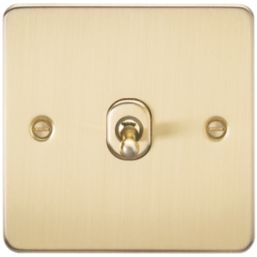 Knightsbridge  10AX 1-Gang Intermediate Switch Brushed Brass with Colour-Matched Inserts