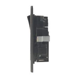 LAP  13A 2-Gang DP Switched Socket + 2.1A 2-Outlet Type A USB Charger Slate-Effect with Black Inserts