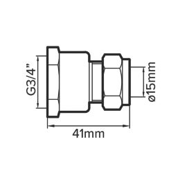 Flomasta  Brass Compression Adapting Female Coupler 15mm x 3/4"