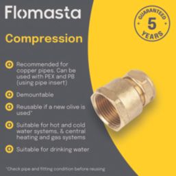 Flomasta  Brass Compression Adapting Female Coupler 15mm x 3/4"