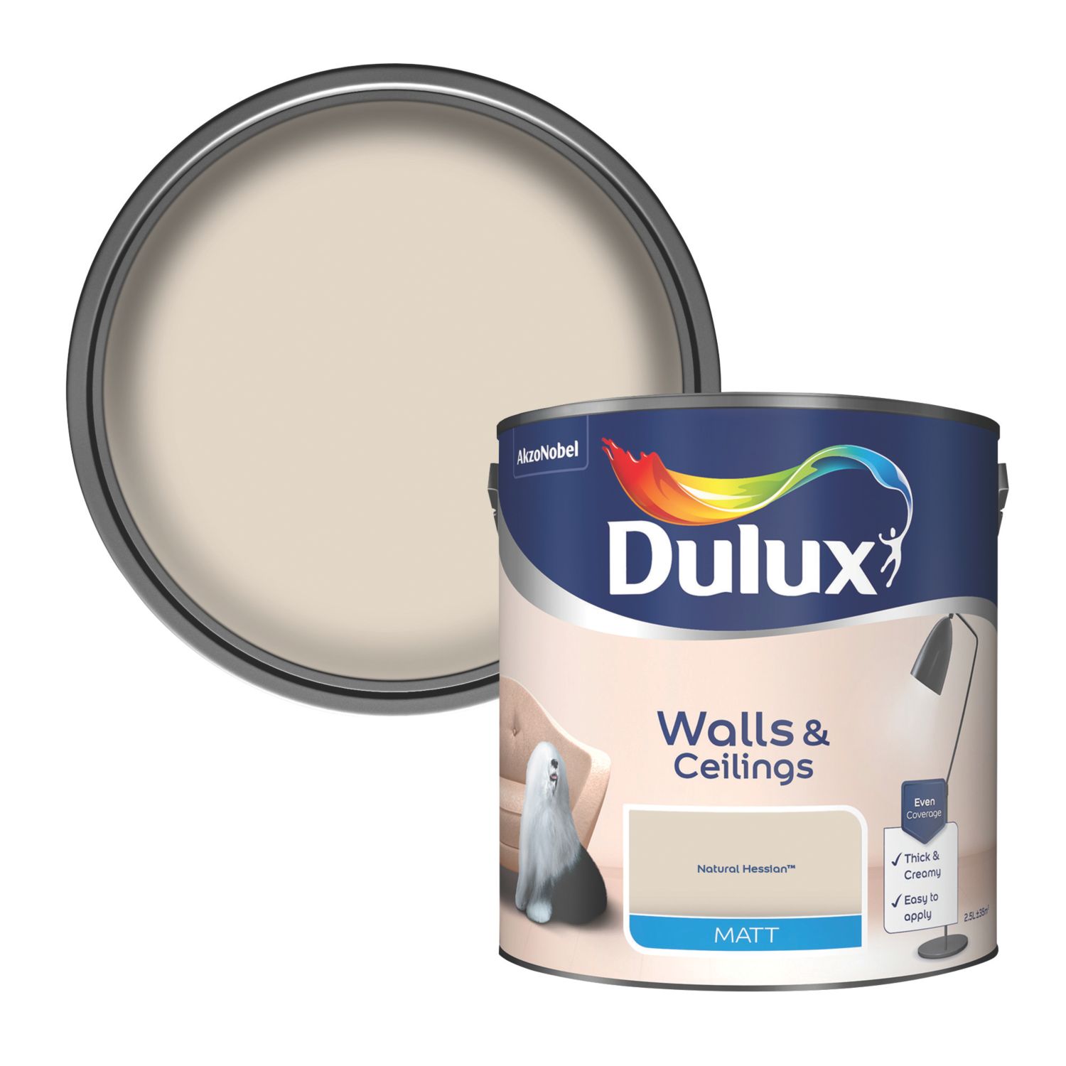 Dulux 2.5Ltr Natural Hessian Matt Emulsion Paint (38561)