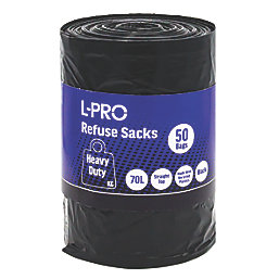 L-PRO Black Bin Liners 70Ltr 50 Pack
