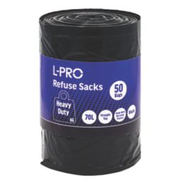 L-PRO Black Bin Liners 70Ltr 50 Pack Screwfix