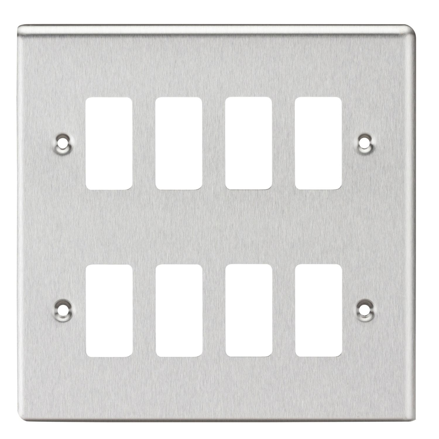 Knightsbridge 8-Module Grid Faceplate Brushed Chrome (385CR)
