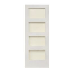 4-Clear Light Primed White Wooden Shaker Internal Door 1981mm x 838mm