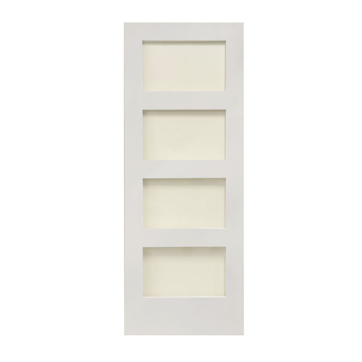 4-Clear Light Primed White Wooden Shaker Internal Door 1981mm x 838mm (385FA)