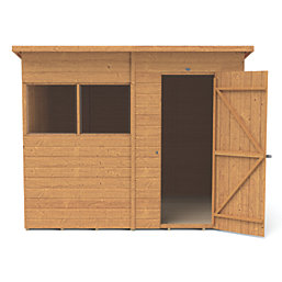 Forest Delamere 8' x 6' (Nominal) Pent Shiplap T&G Timber Shed with Assembly