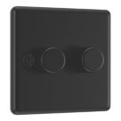 Refurb LAP  2-Gang 2-Way LED Dimmer Switch  Matt Black with Colour-Matched Inserts