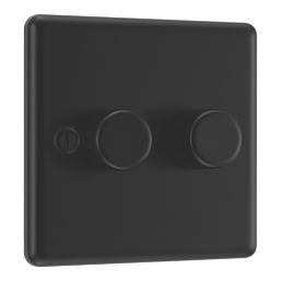Refurb LAP  2-Gang 2-Way LED Dimmer Switch  Matt Black with Colour-Matched Inserts