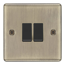 LAP  20A 16AX 2-Gang 2-Way Switch  Antique Brass with Black Inserts