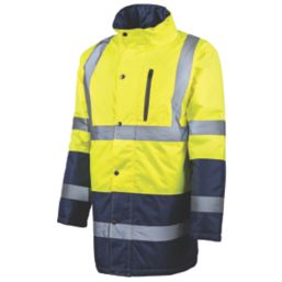 Tough Grit Hi-Vis Waterproof Jacket Yellow / Navy Large 54 Chest - Screwfix