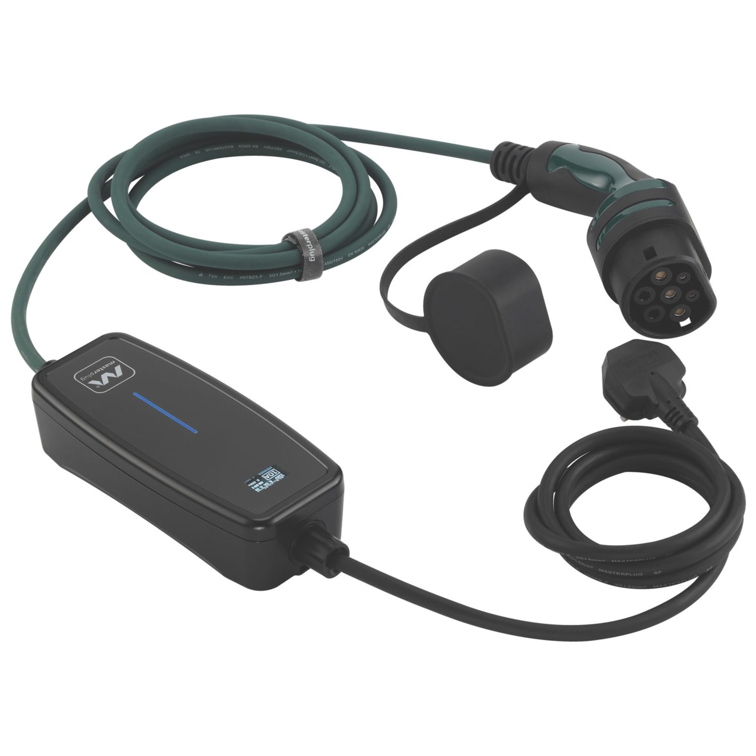 Masterplug 10A 2.4kW Mode 2 Type 2 Plug Portable EV Charger 5m (385XV)