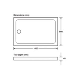 Mira Flight Safe Rectangular Shower Tray White 1400mm x 900mm x 40mm