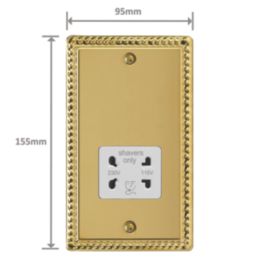 Varilight  1-Gang Dual Voltage Shaver Socket 115V Georgian Brass with White Inserts